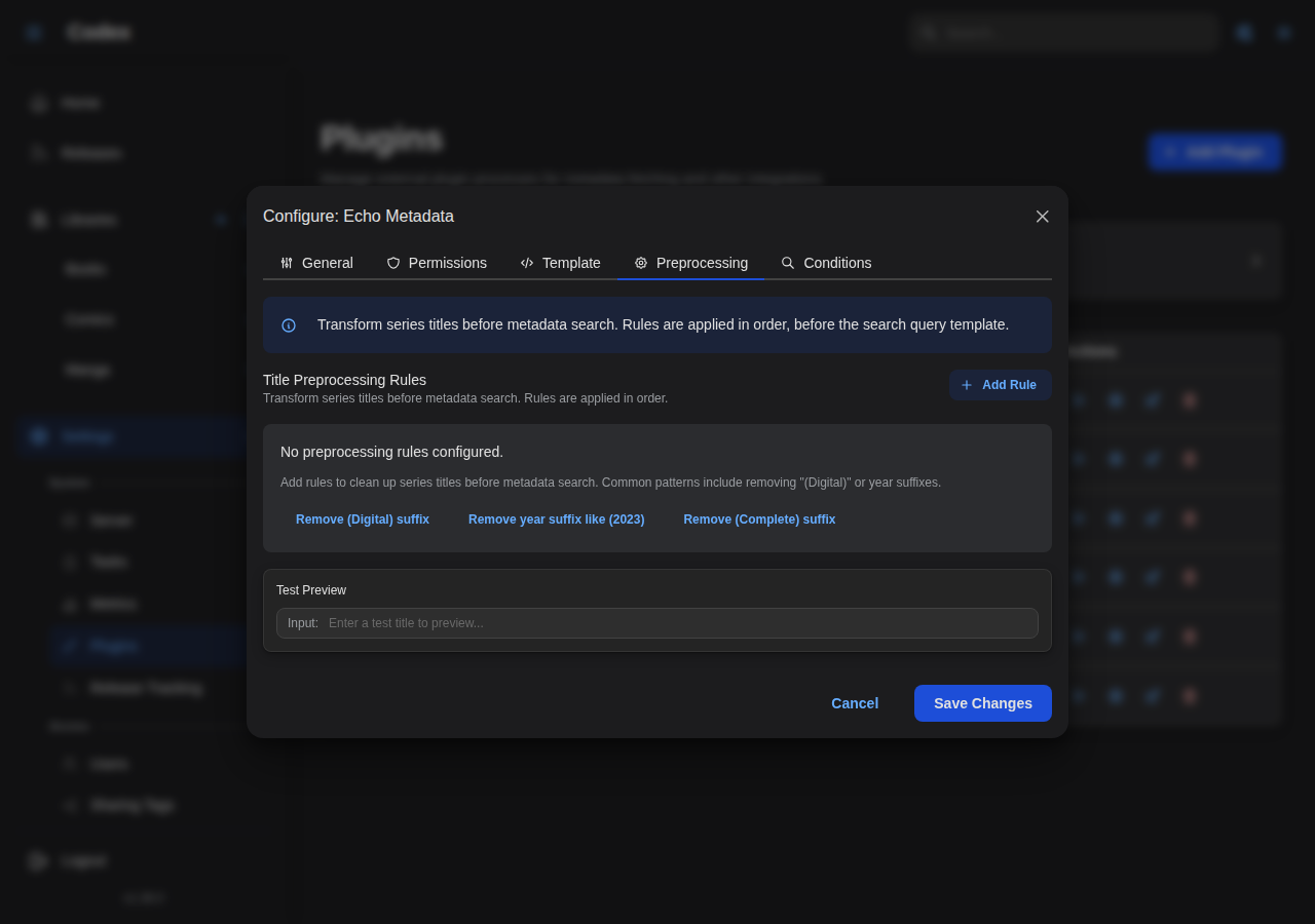 Config Modal - Preprocessing