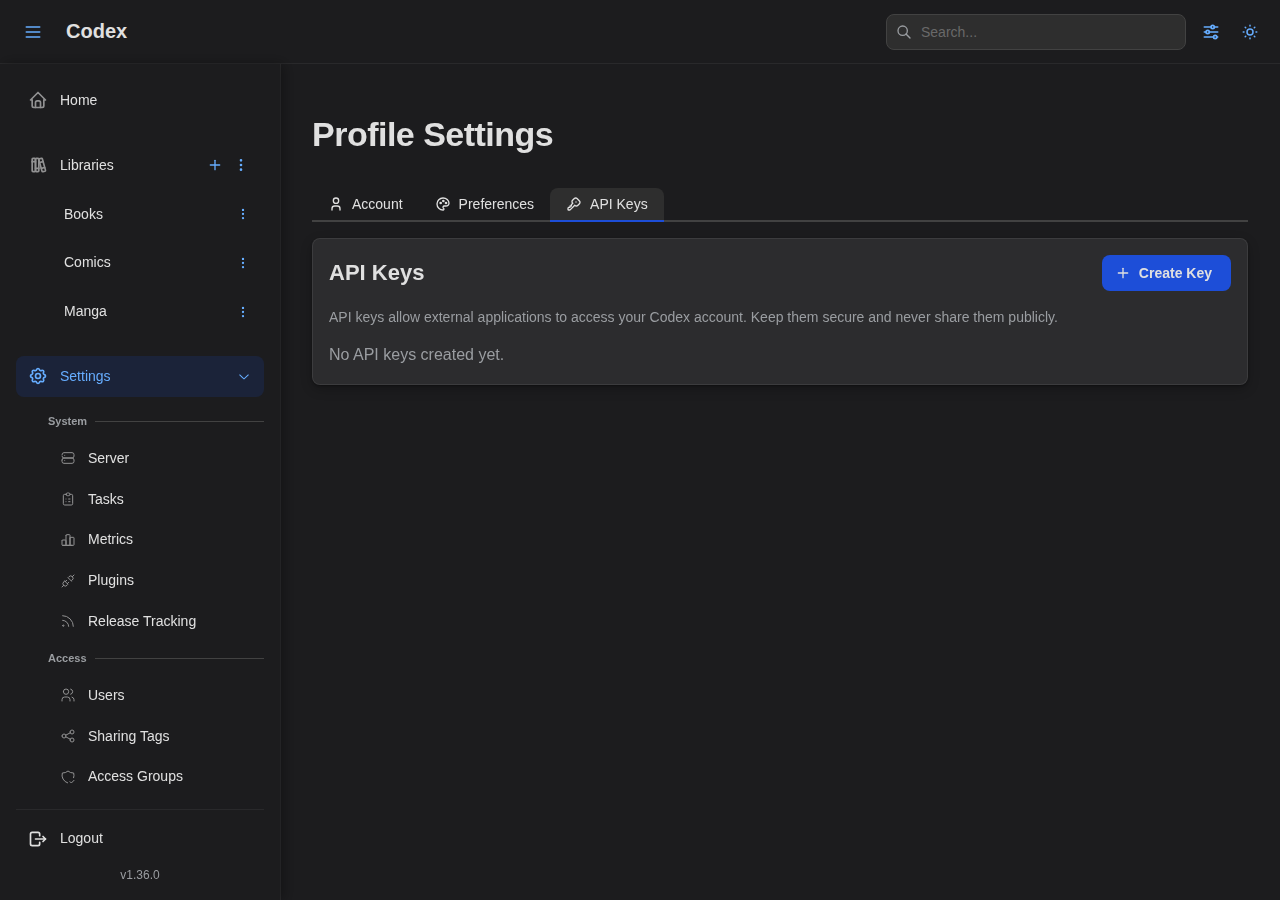 Profile - API Keys